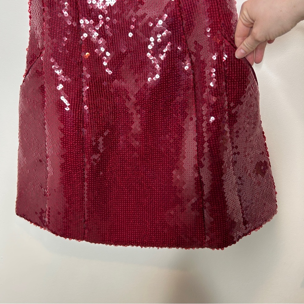 Bardot Nevelle Burgundy Sequin Halter Mini Dress Size 4 - Picture 8 of 12